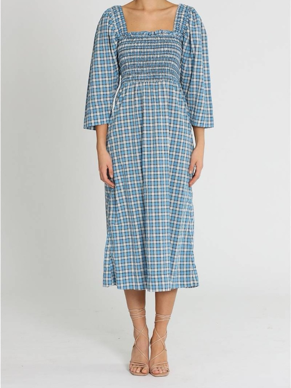 Ganni blue plaid dress